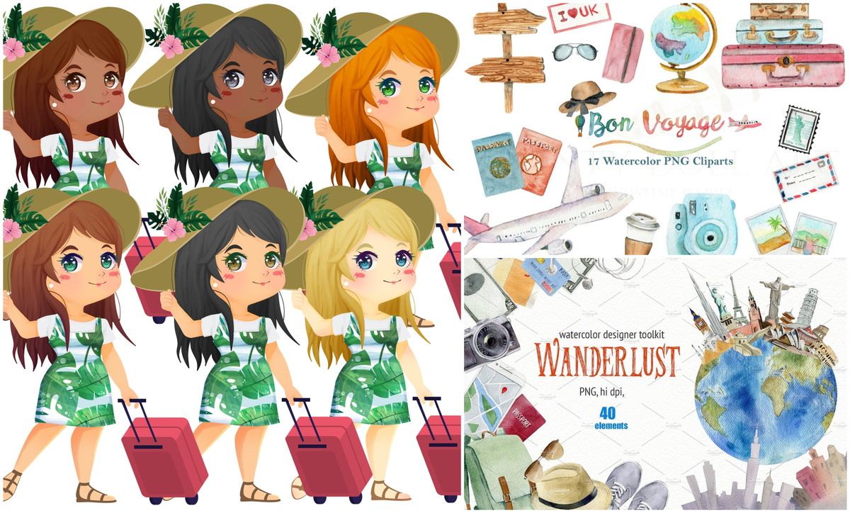 Kit Digital Viagens Aquarela - Imagem 2