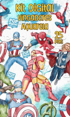 Kit Digital Vingadores Aquarela