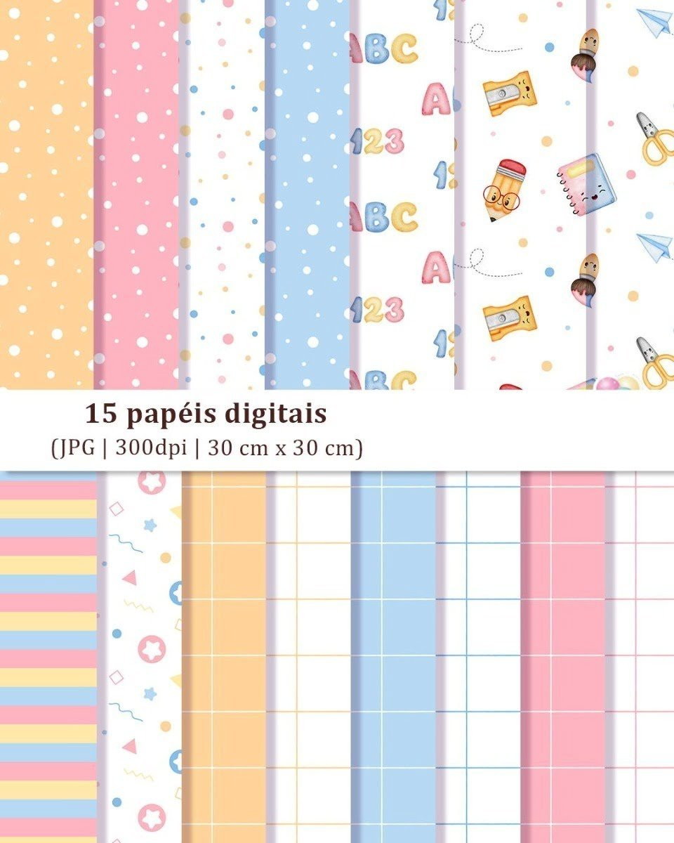 Kit Digital Volta às Aulas Aquarela Raposa Panda Urso Png - Imagem 5
