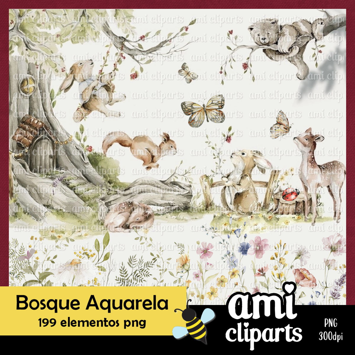 Kit Digital Bosque Aquarela