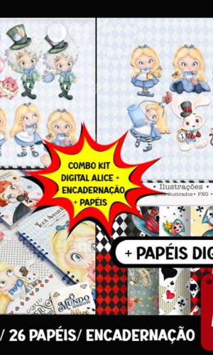 Kit Digital Alice Aquarela - Combo