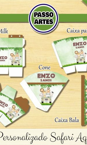 Kit Festa Digital Personalizado - Safari Aquarelado Menino