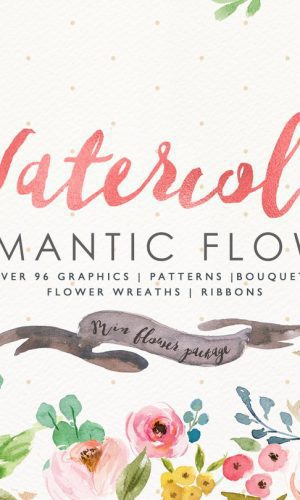 Kit PREMIUM Aquarela Floral Watercolor Romantic PNG C.19