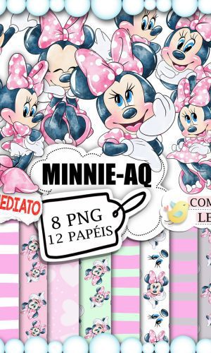 Kit Scrap Digital Minnie Rosa Aquarela