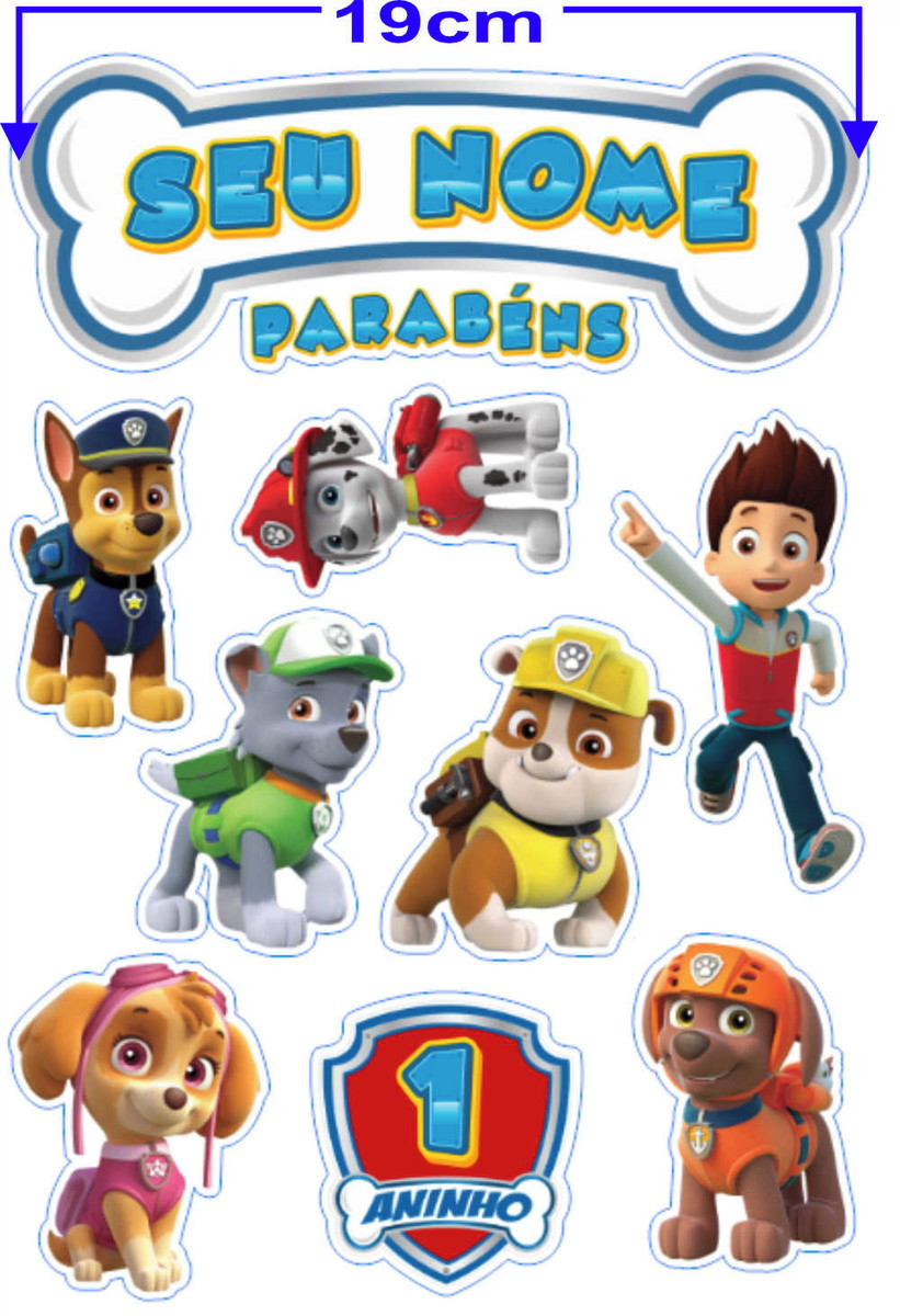 Topper Topo De Bolo Patrulha Canina - Enfeite Festa - Imagem 3