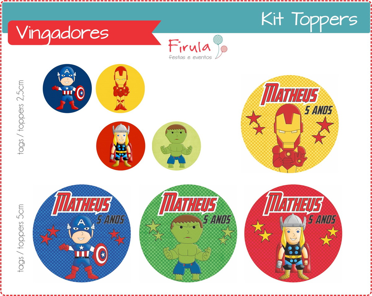Kit Digital Toppers Vingadores