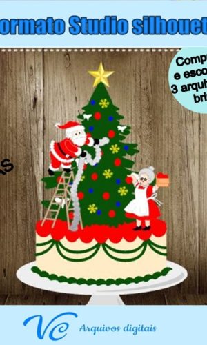 M106- Arquivo corte Topo de bolo Natal Treno Papai Noel -06