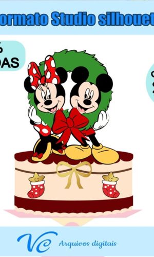 M117- Arquivo Corte Topo de bolo Mickey e Minnie Natal -01