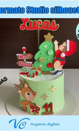 M124- Arquivo de corte Topo de bolo Natal bebe -03- STUDIO
