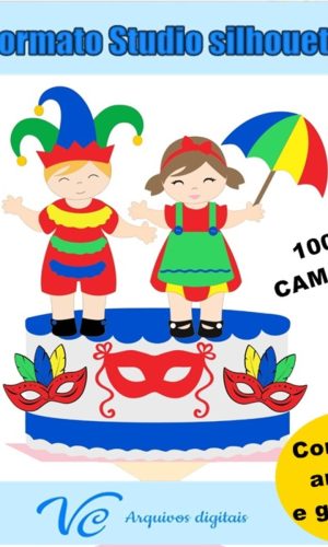 M140- Arquivo de corte Topo de Bolo Carnaval Casal