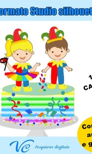 M142- Arquivo de corte Topo de Bolo Carnaval Casal