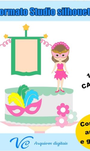 M163- Arquivo de corte Topo de Bolo Carnaval Menina 02
