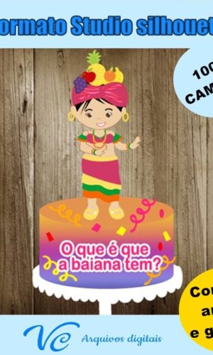 M166- Arquivo de corte Topo de Bolo Carnaval Baianas