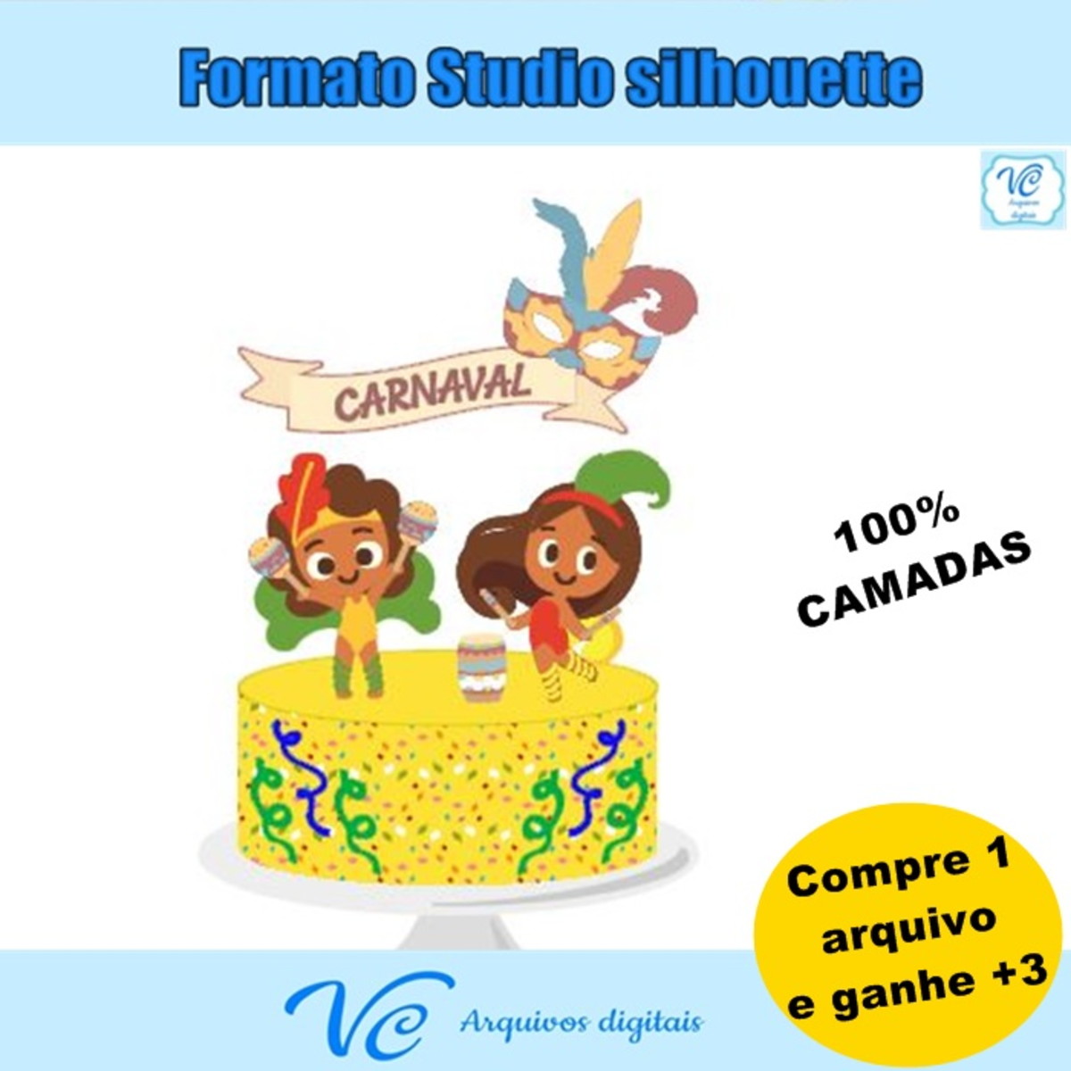 M168- Arquivo de corte Topo de Bolo Carnaval Casal 05