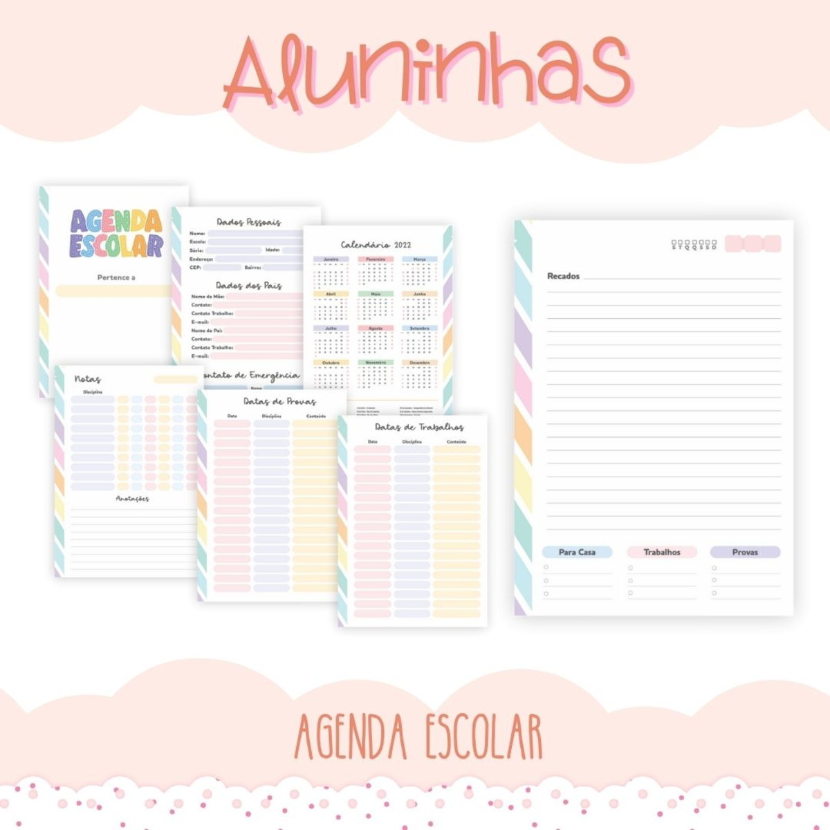 M410- ARQUIVOS AGENDA ESCOLAR ALUNINHAS 2022 E PERMANENTE - Imagem 2