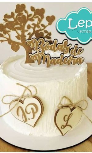 M56 Topo de bolo Bodas de Madeira - Camadas