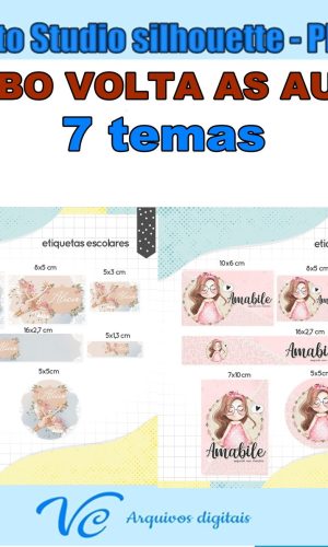 M601- COMBO Etiqueta Escolar -Arquivo de corte-7 TEMAS