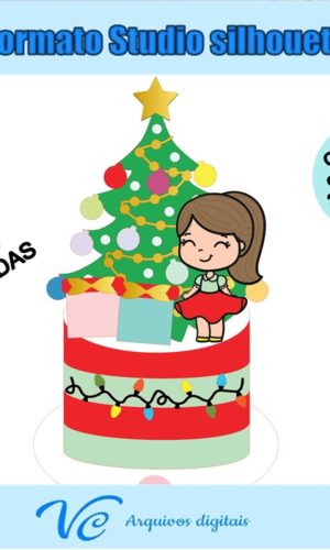 M82- Arquivo de corte Topo de bolo Natal Menina 02-STUDIO