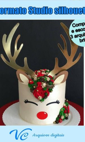 M92- Arquivo Topo de bolo Natal RENA 02 STUDIO