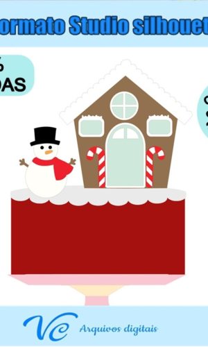 M94- Arquivo Topo de bolo Natal Boneco de Neve