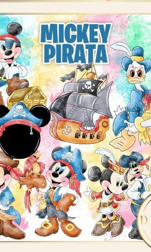 Mickey Pirata Aquarela Kit Digital