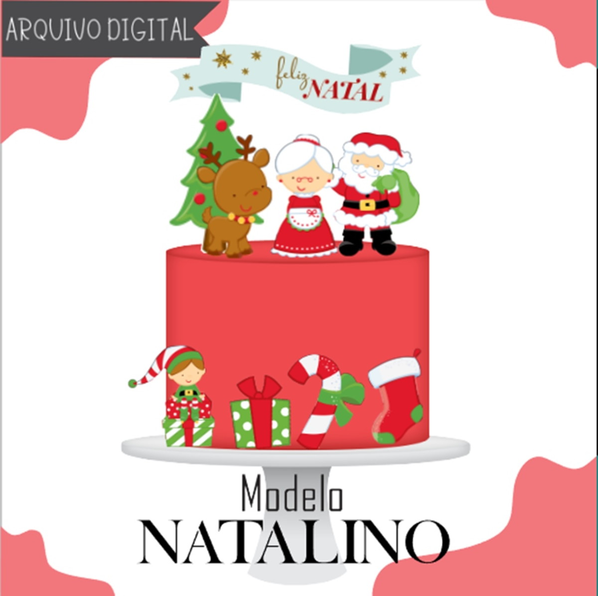 Natal Natalino-topo de Bolo Arquivo de Corte e Impressão(2)