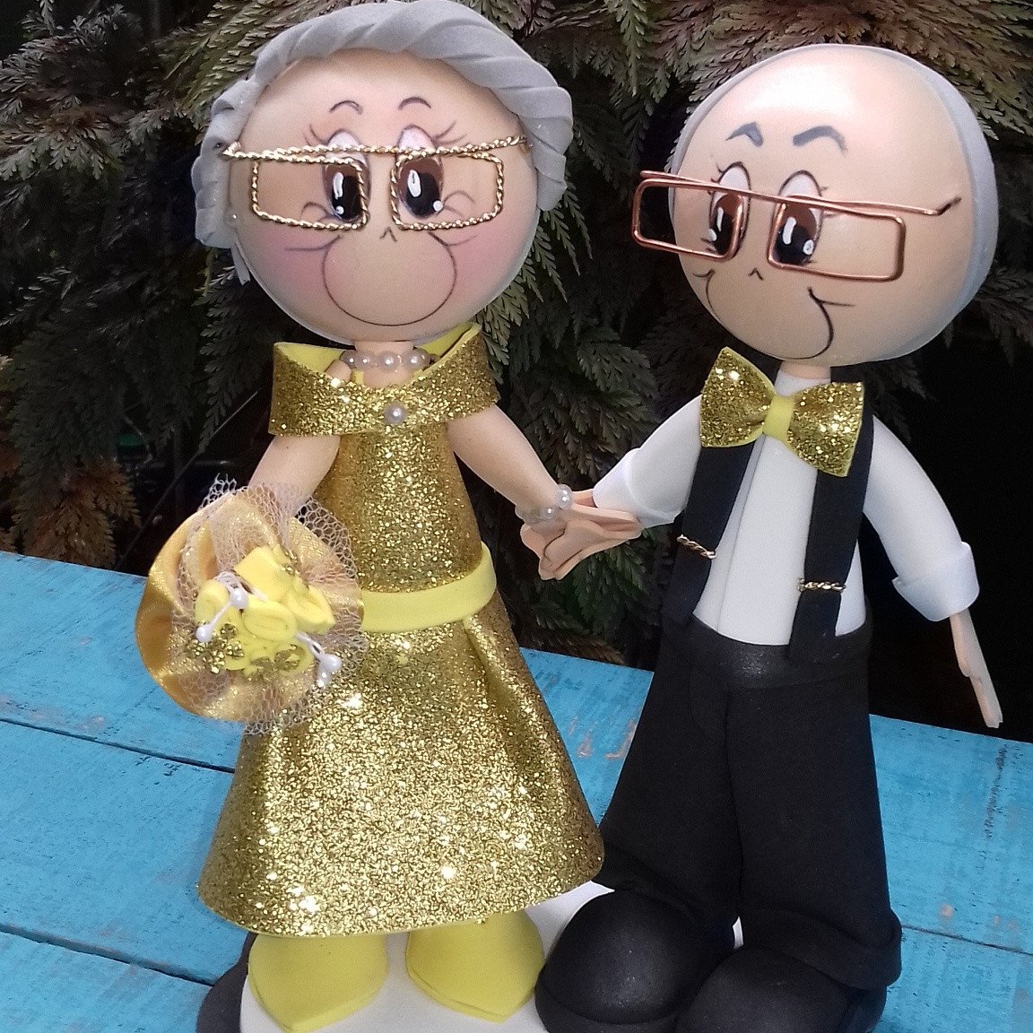 Noivinhos * Topo de Bolo * Bodas de Ouro - Imagem 5