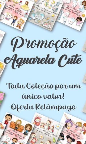 Pacote Completo de Kit Arquivo Digital em Png Aquarela Cute