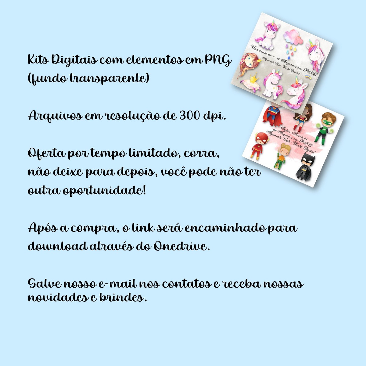 Pacote Completo de Kit Arquivo Digital em Png Aquarela Cute - Imagem 2