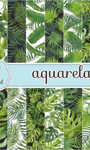 Leve + 13 - Papel Digital - Aquarela (folhas)