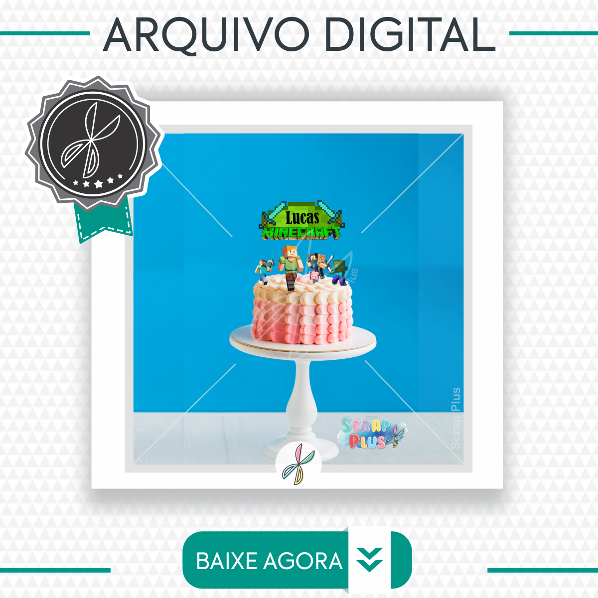 Ref:st07-004- Arquivo/corte-topo De Bolo Minecraft