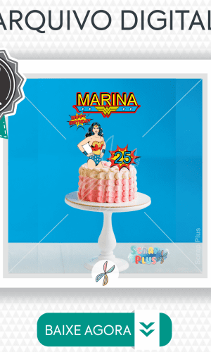 Ref:st07-005- Arquivo/corte-topo De Bolo Mulher Maravilha