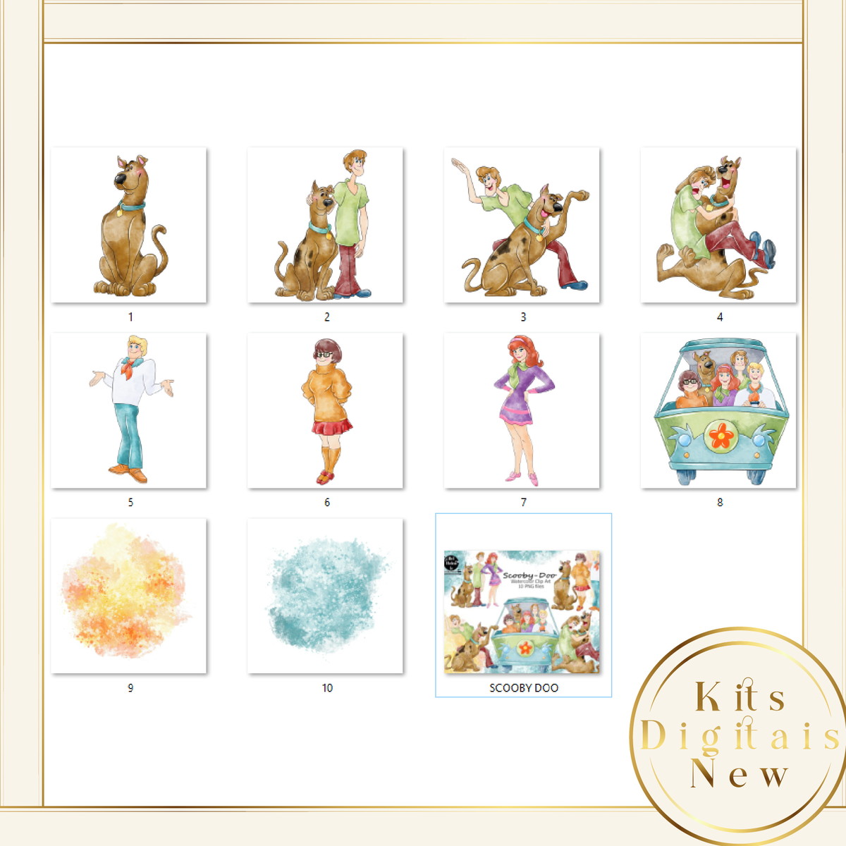 Scooby Doo Aquarela Kit Digital - Imagem 2