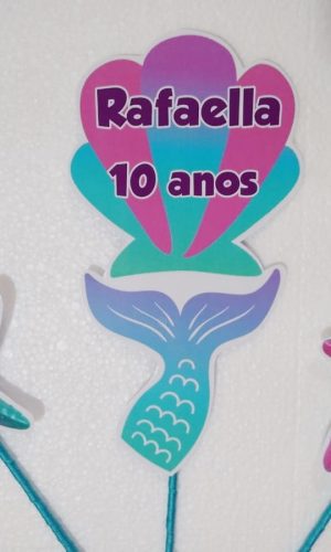 Sereia topo de bolo personalizado pronta entrega