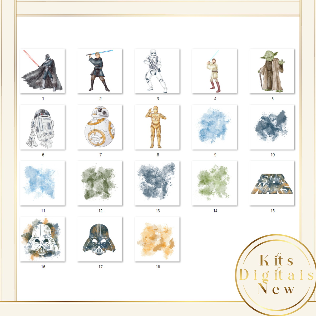 Star Wars Aquarela Kit Digital - Imagem 2