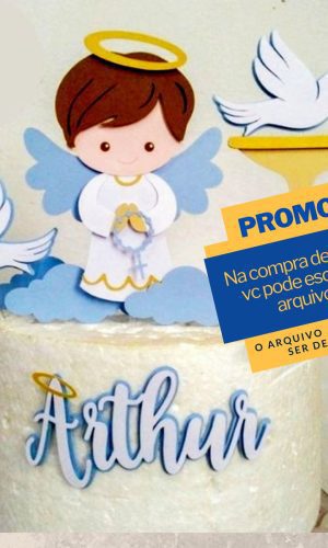 Studio/pdf Arquivo de Corte Topo de Bolo Batizado Azul -006
