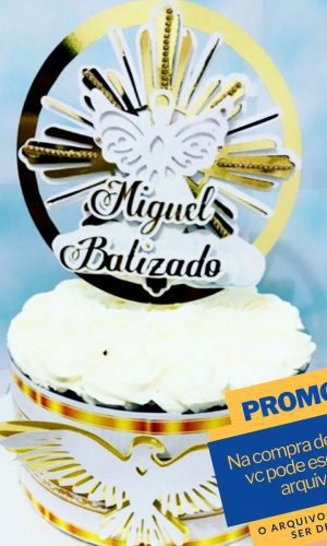 Studio/pdf Arquivo de Corte Topo de Bolo Batizado Dourado
