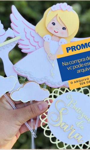 Studio/pdf Arquivo de Corte Topo de Bolo Batizado Menina-017