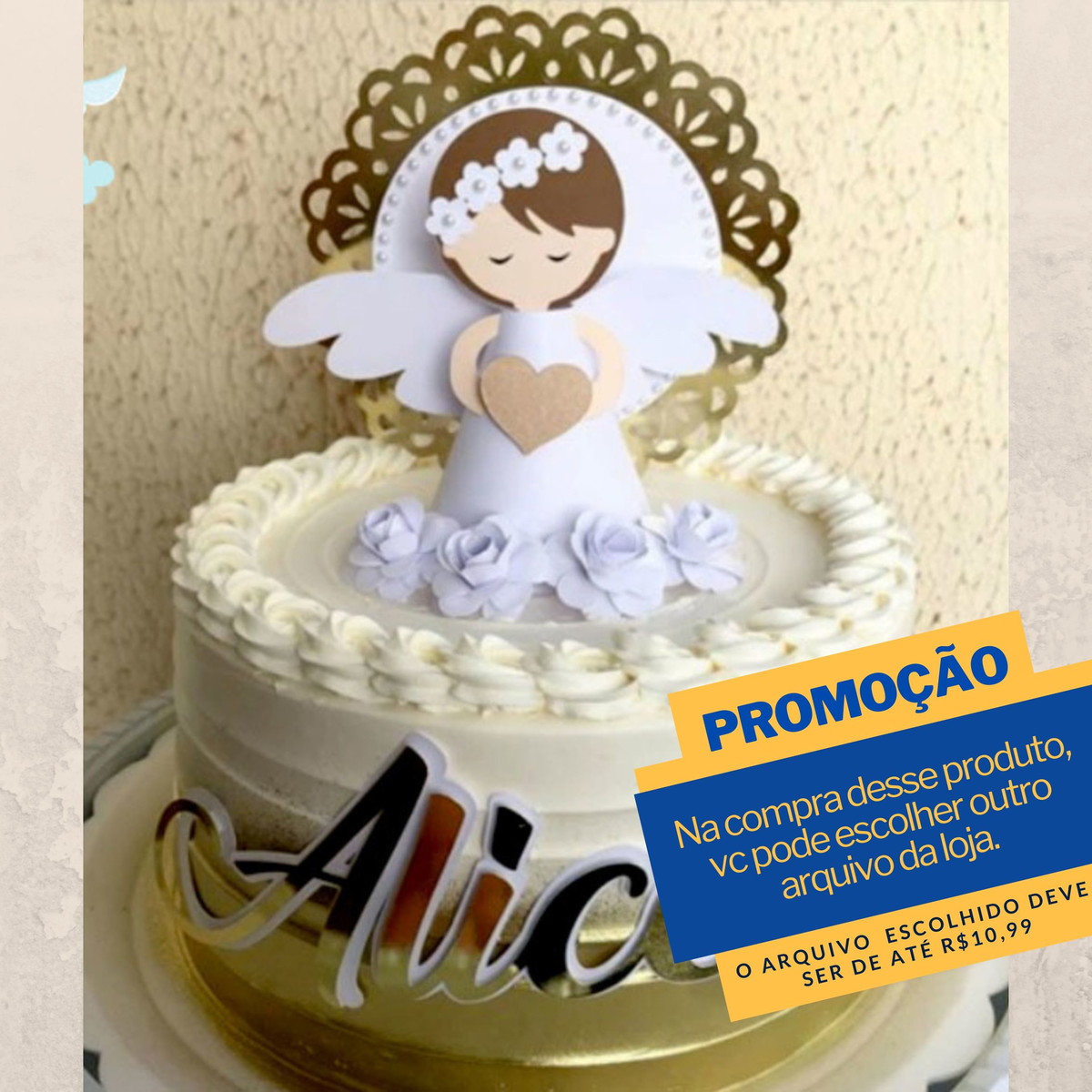 Studio/pdf Arquivo de Corte Topo de Bolo Batizado