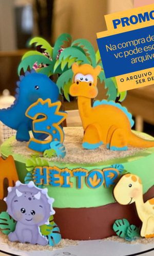 Studio/pdf Arquivo de Corte Topo de Bolo Dino Baby -001