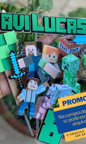 Studio/pdf Arquivo de Corte Topo de Bolo Minecraft 2