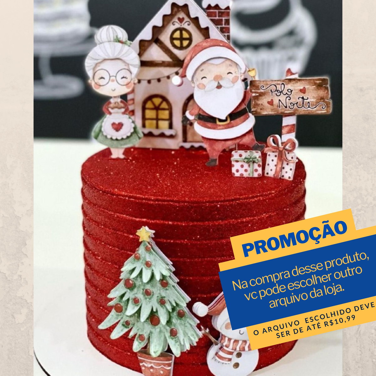 Studio/pdf Arquivo de Corte Topo de Bolo Natal Aquarelado