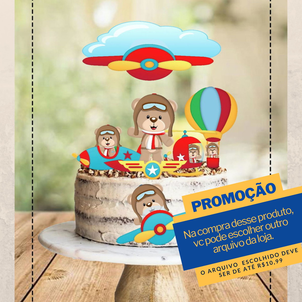 Studio/pdf Arquivo de Corte Topo de Bolo Ursinho Aviador-015