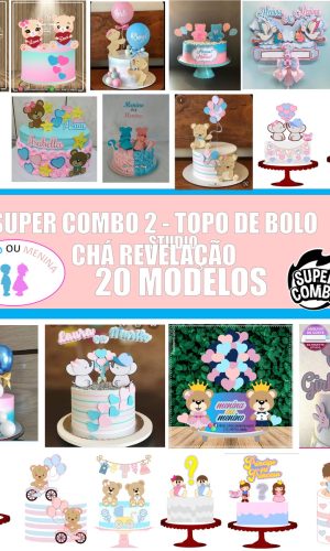 SUPER COMBO 2 - TOPO DE BOLO CHÁ REVELAÇÃO STUDIO