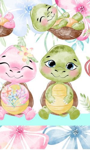 Tartaruga baby aquarela kit digital 022