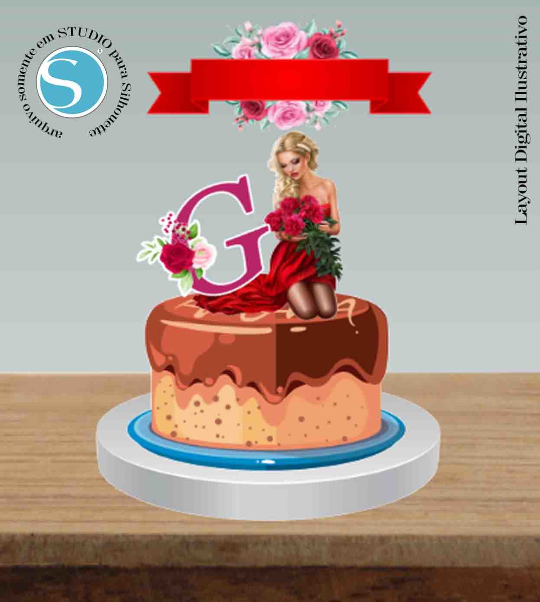 TOPO DE BOLO BOAS FESTAS MULHER - ARQUIVO DIGITAL