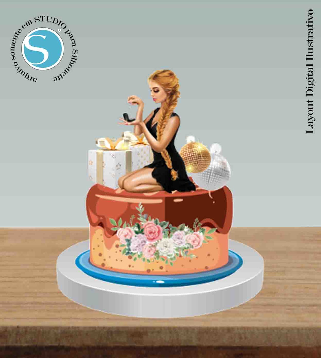 TOPO DE BOLO BOAS FESTAS MULHER - ARQUIVO DIGITAL