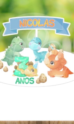 Topo Bolo Dinossauro Baby Menino -arquivo de Corte+fonte