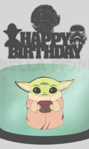 Topo Bolo Grogu - Star Wars Camadas - Arquivo De Corte