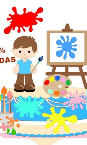 Arquivo Topo de bolo Menino Pintando o 7 camadas -03-COD 994